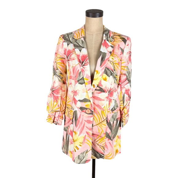 Joie Women's Kishina B Pink Floral 100% Cotton Blazer Size 4 - Picture 3 of 9